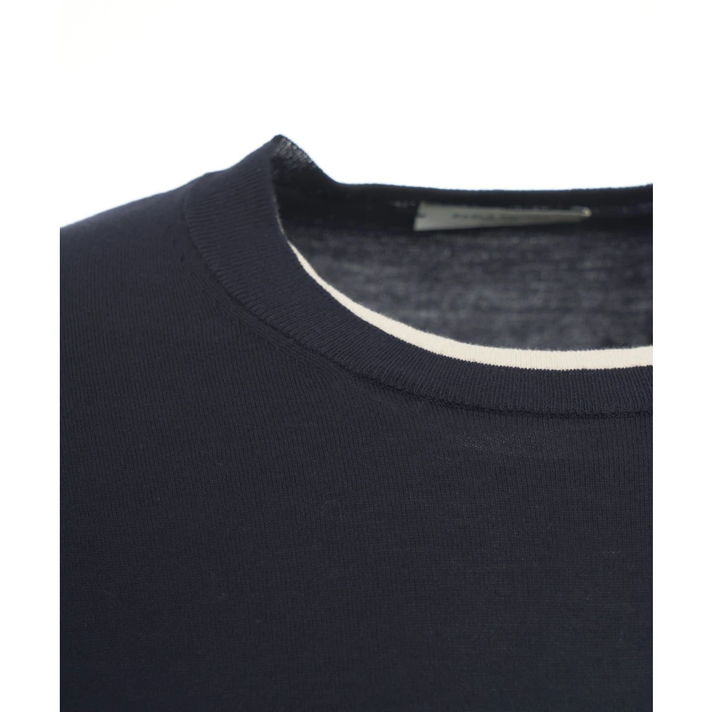 Paolo Pecora Blauw Crew Neck T-shirt Stijlvol Casual Blue Heren