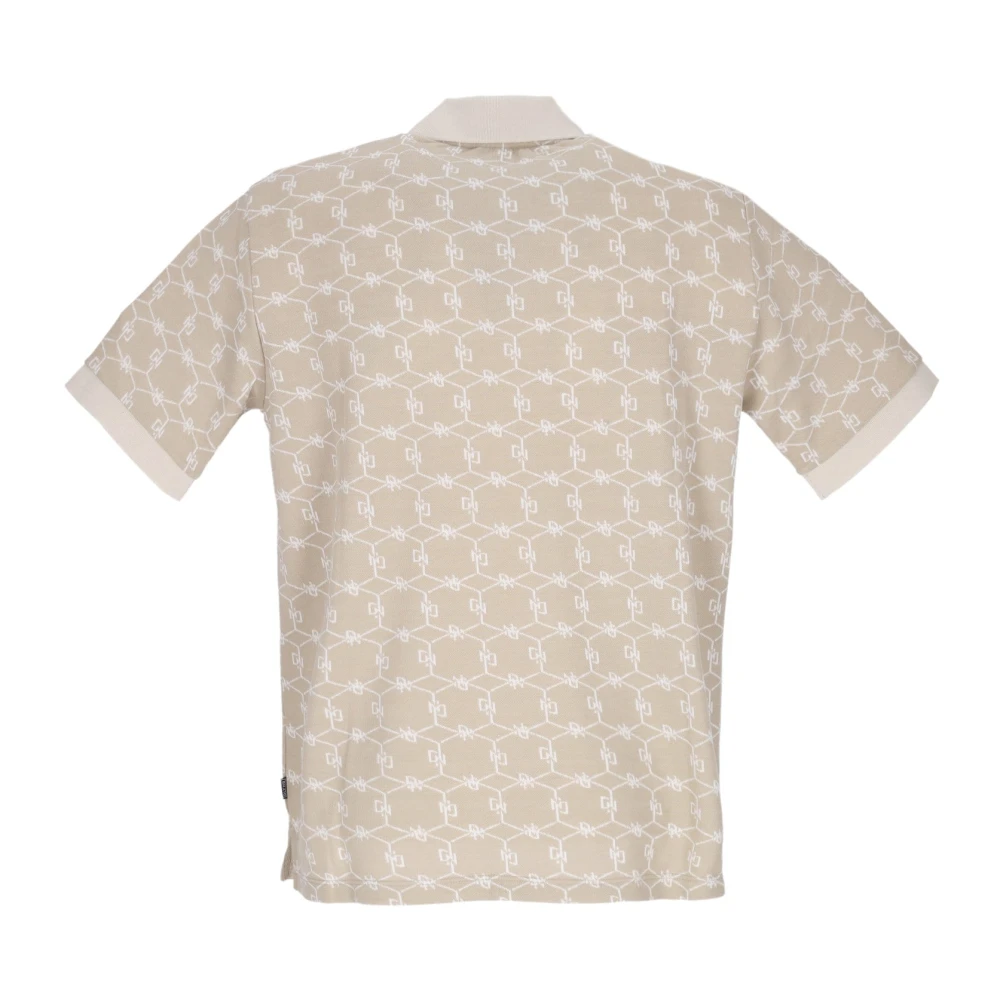 Dolly Noire Monogram Jacquard Oversize Polo Shirt Wit Beige Heren