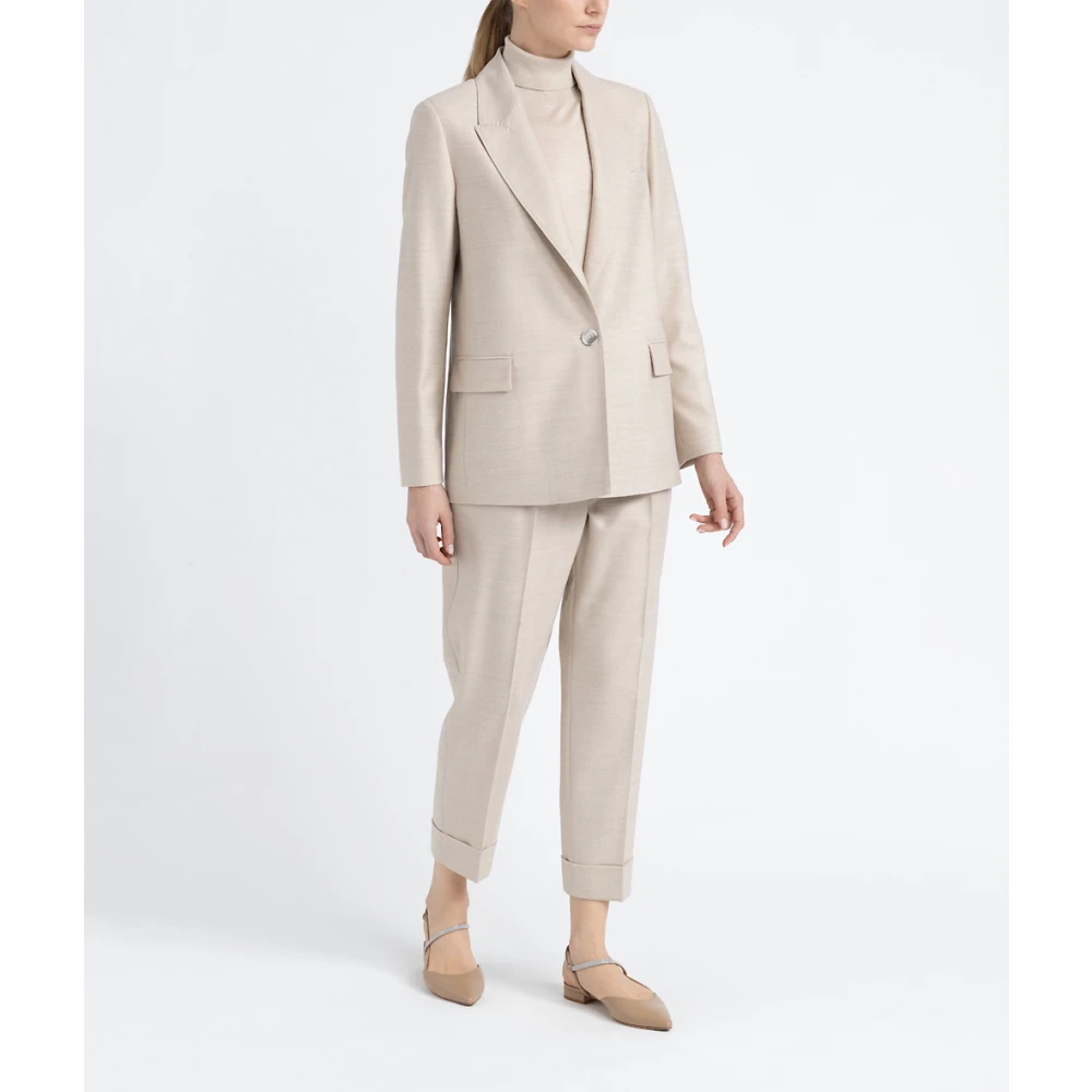 PESERICO Loro Piana enkelborst comfort wollen jaspé blazer Beige Dames
