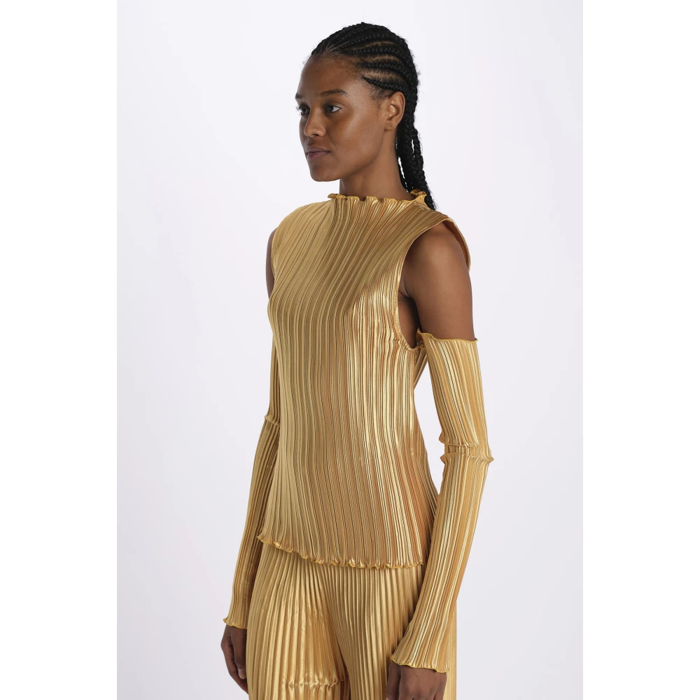 L'idée Gouden Geplooide Top met Afneembare Mouwen Yellow Dames