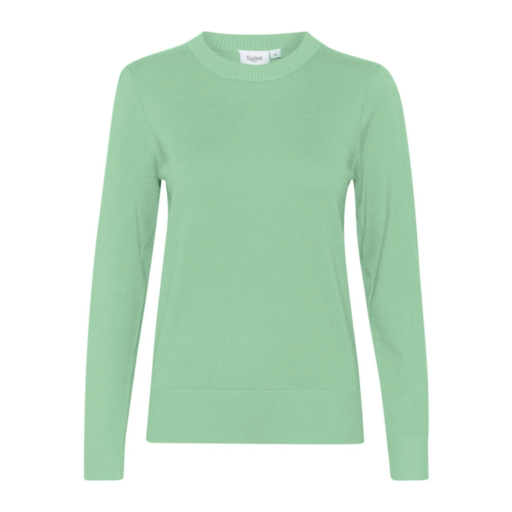 Saint Tropez Grön Stickad Pullover Tröja Green, Dam