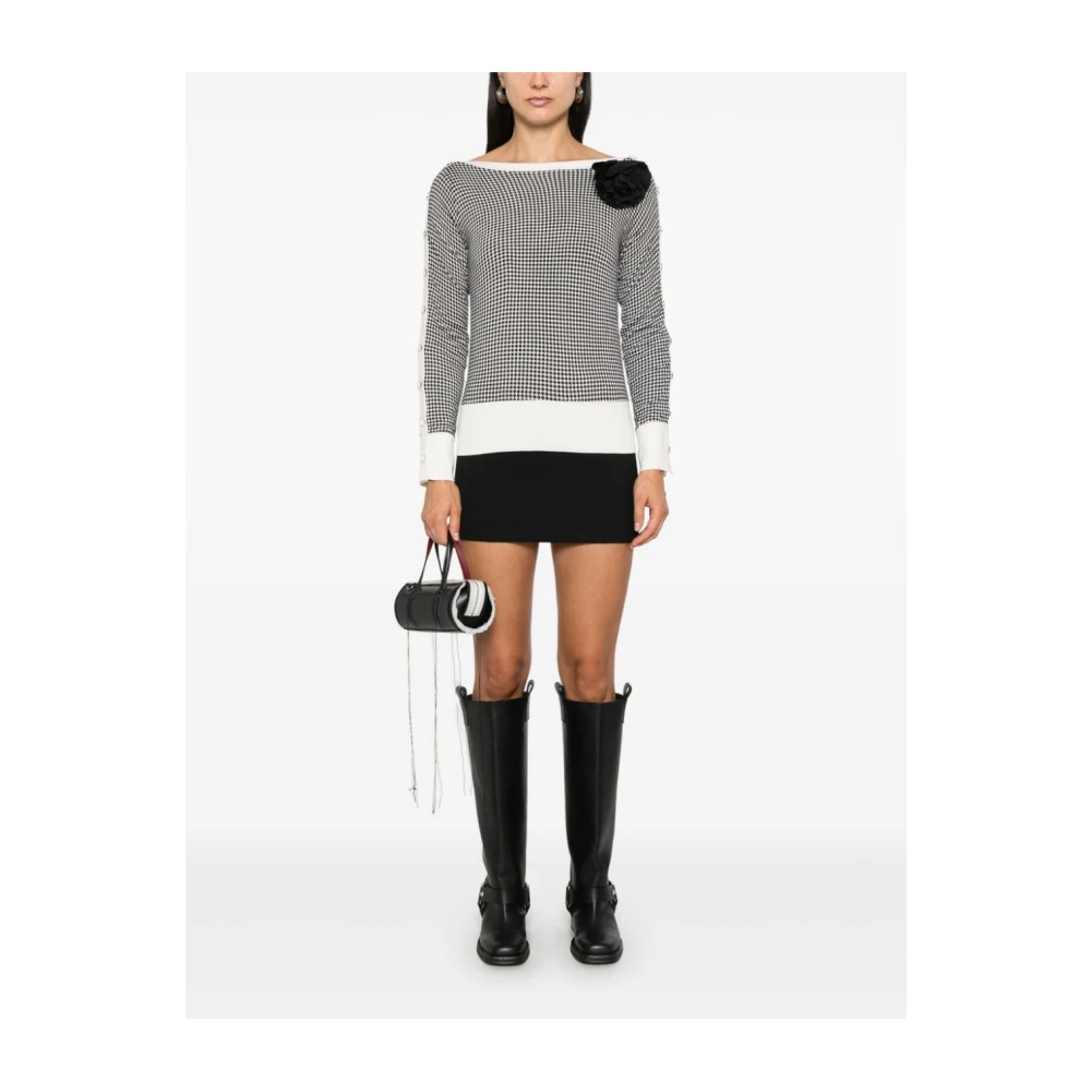 Blugirl Houndstooth Gebreide Trui met Bloemdetail Gray Dames