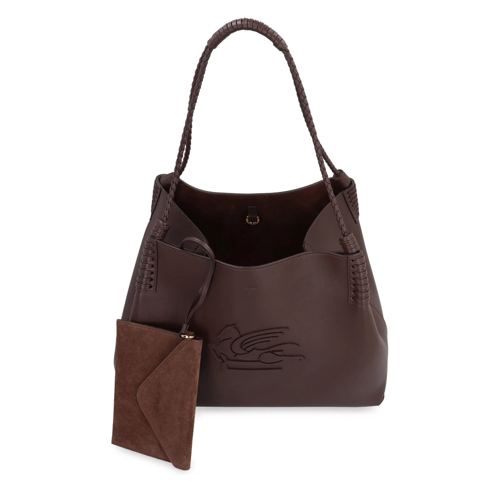 ETRO Leren Tote met Metalen Sluiting Brown Dames