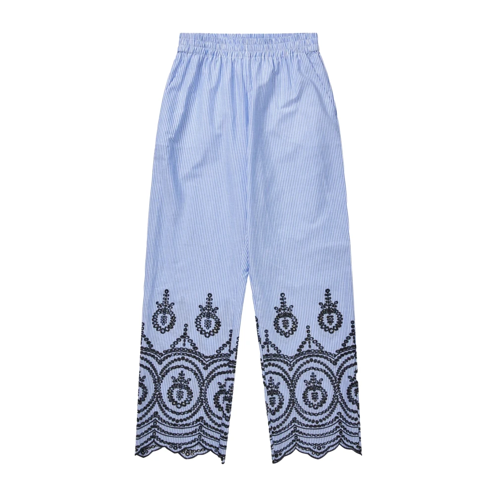Munthe Geborduurde Krijtstreep Broek Blue Dames