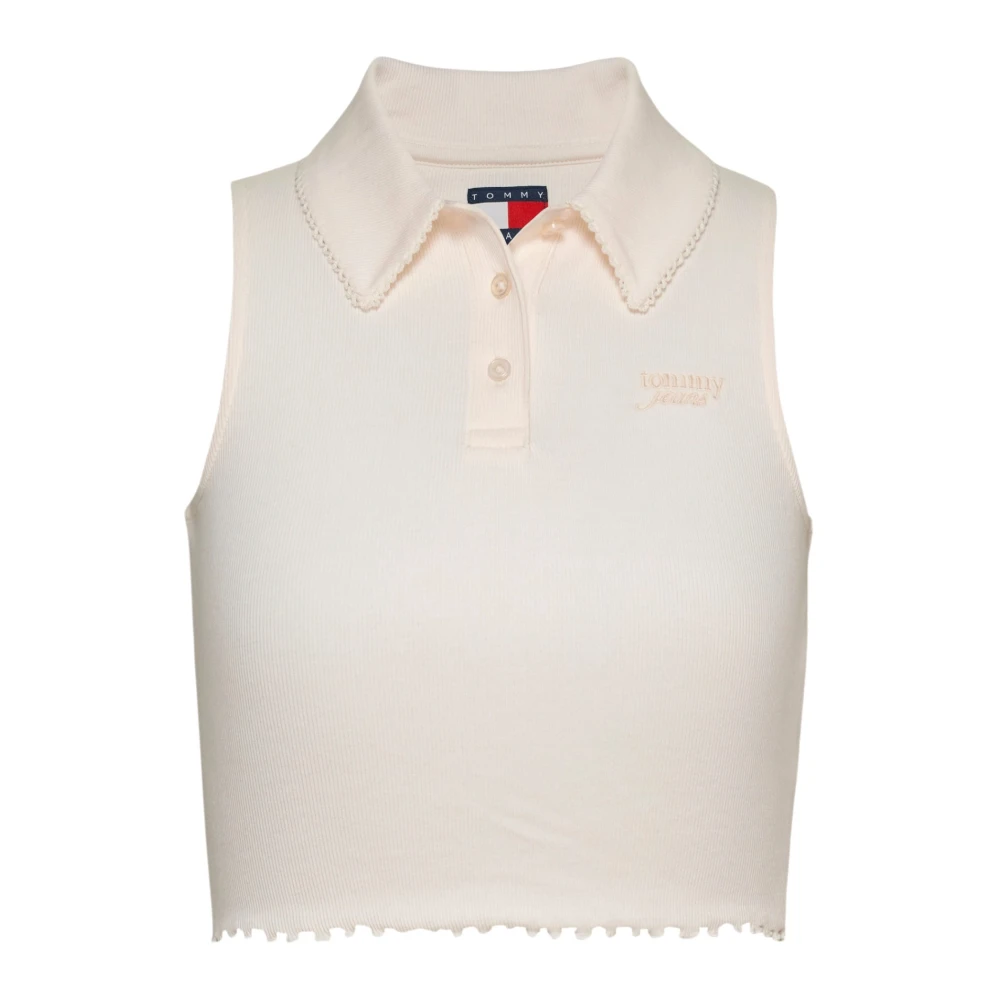 Tommy Jeans Mouwloze knoopsluiting top voor vrouwen White Dames