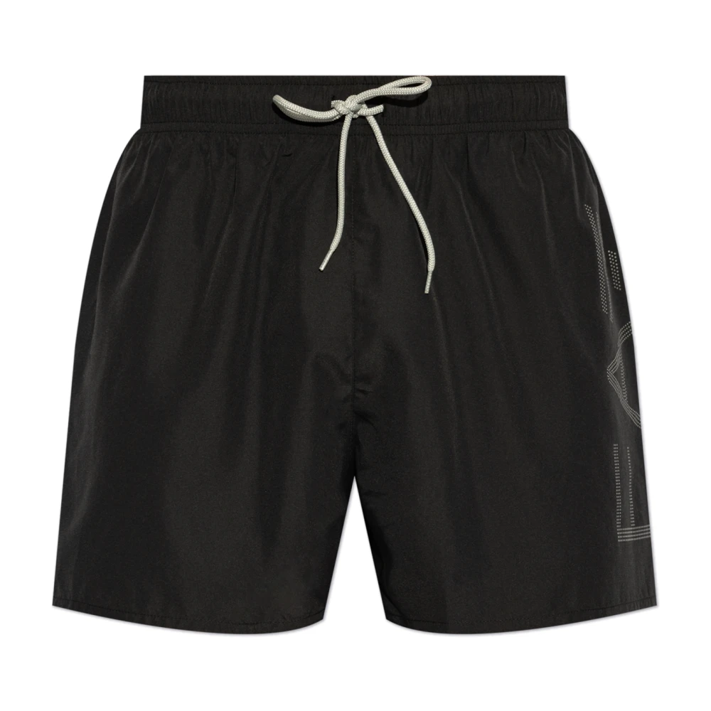 Emporio Armani Ea7 Men's Black Beachwear, Xs, Swim Shorts With Logo
