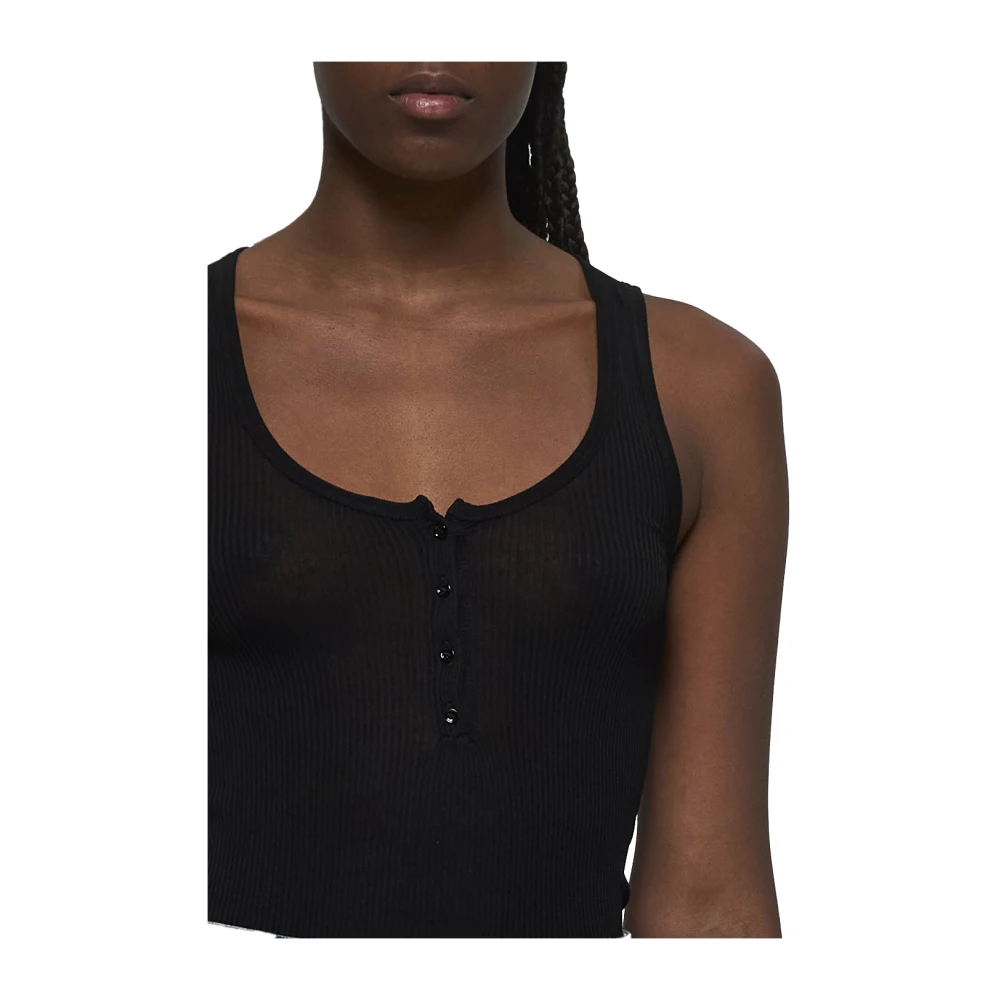 Isabel marant Zwart Geribbeld Racerback Tank Top Black Dames