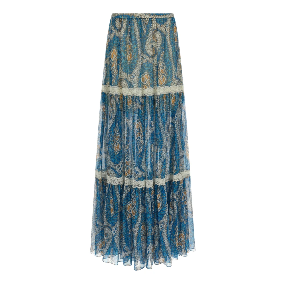 Etro Women's Blue Maxi Skirts, S, Long Skirt