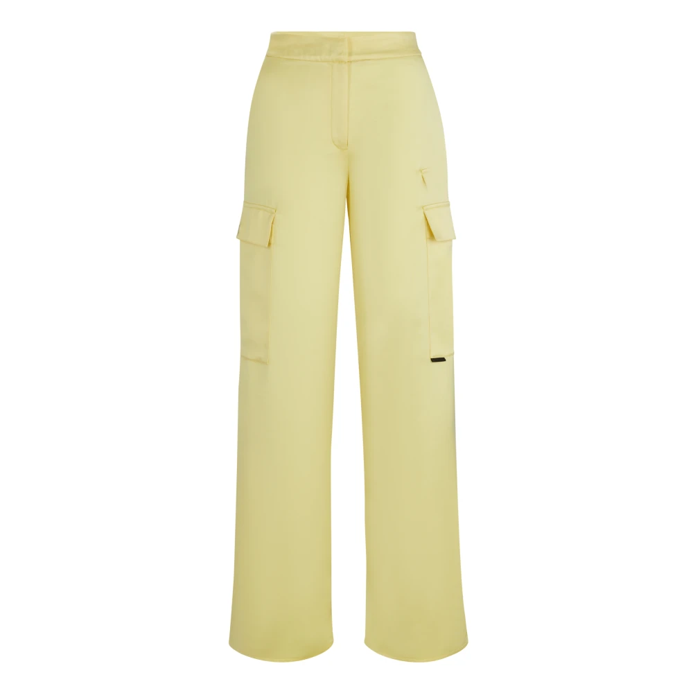 Hugo Women's Yellow Relaxed-Fit Cargo Trousers
