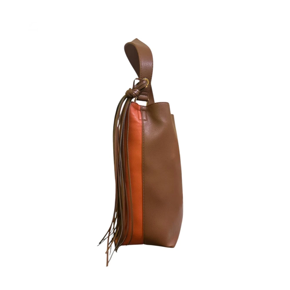 Pennyblack Bicolor Hobo Tas met Suède Effect Brown Dames
