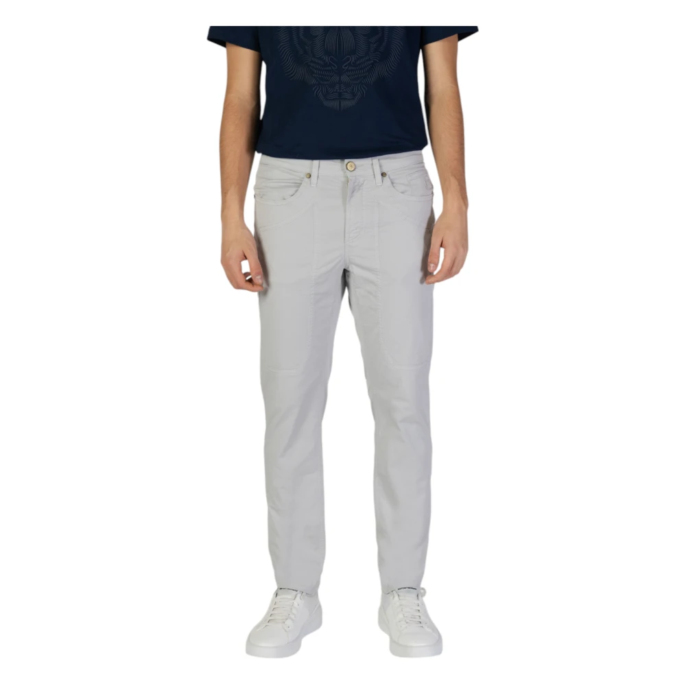 Jeckerson Men's Gray Slim Trousers Spring/Summer Collection Cotton Blend - Slim Fit Jeans - W40 - Jeans
