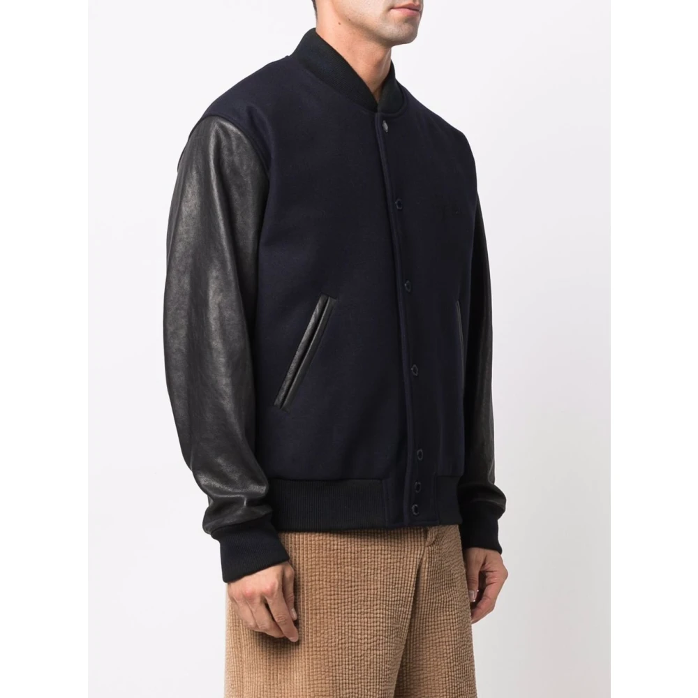 Golden Goose Bomberjack met leren mouwen Blue Heren