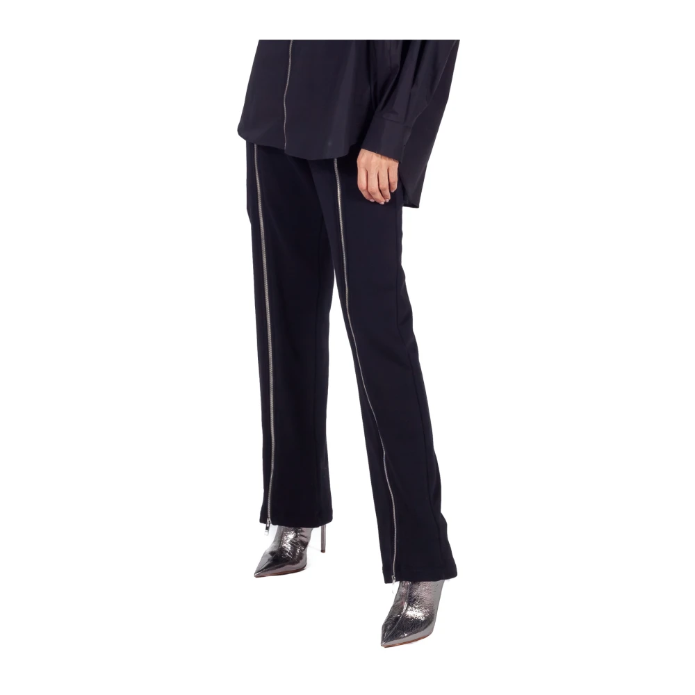 Msgm Zwarte Zip Vent Sweatpants Katoen Italië Black Dames