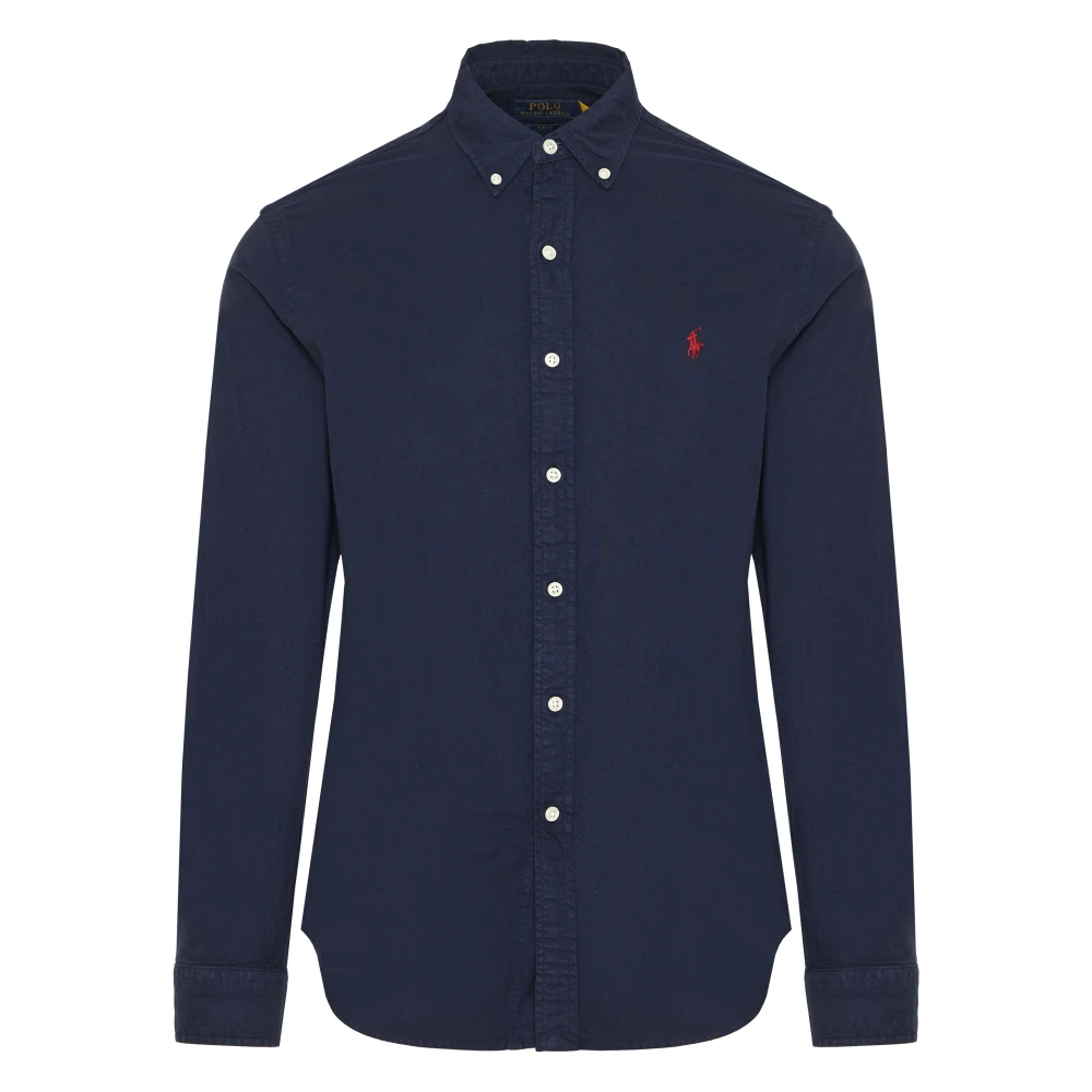 Polo Ralph Lauren Katoenen Geborduurd Oxford Overhemd Blue Heren