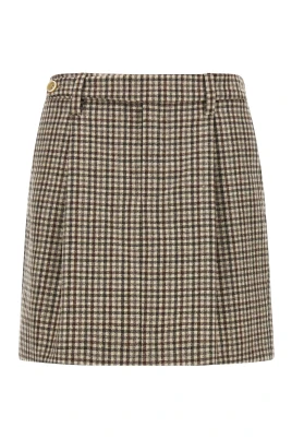 Virgin Wool Checked Flannel Mini Skirt