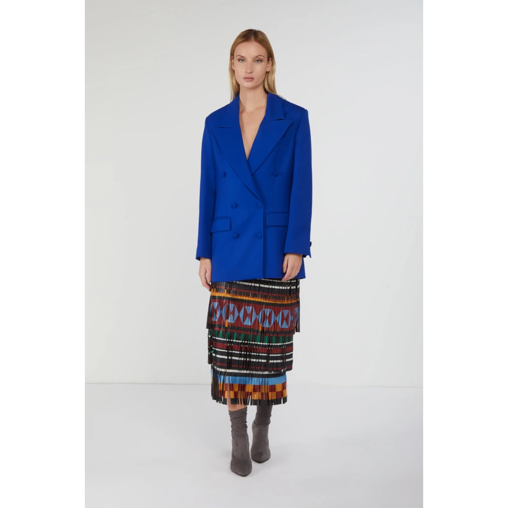 Nineminutes Oversize Dubbelbreasted Elektrisch Blauw Blazer Blue Dames