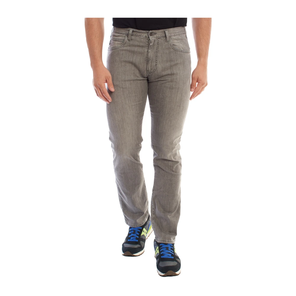 Emporio Armani Men's Gray Slim Fit Jeans, W28, Classic Straight Leg Denim Trousers