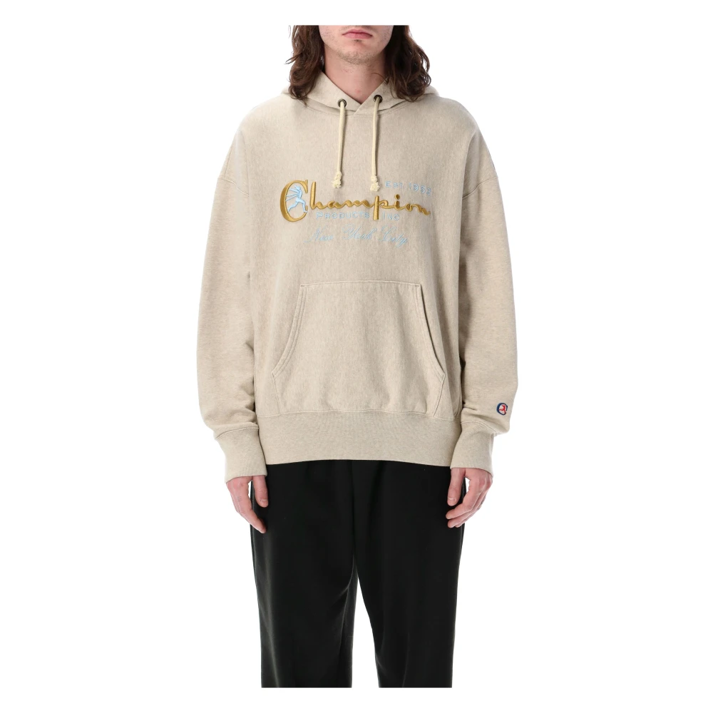 Champion Grijze Melange Gebreide Trui Archief Hoodie Gray Heren