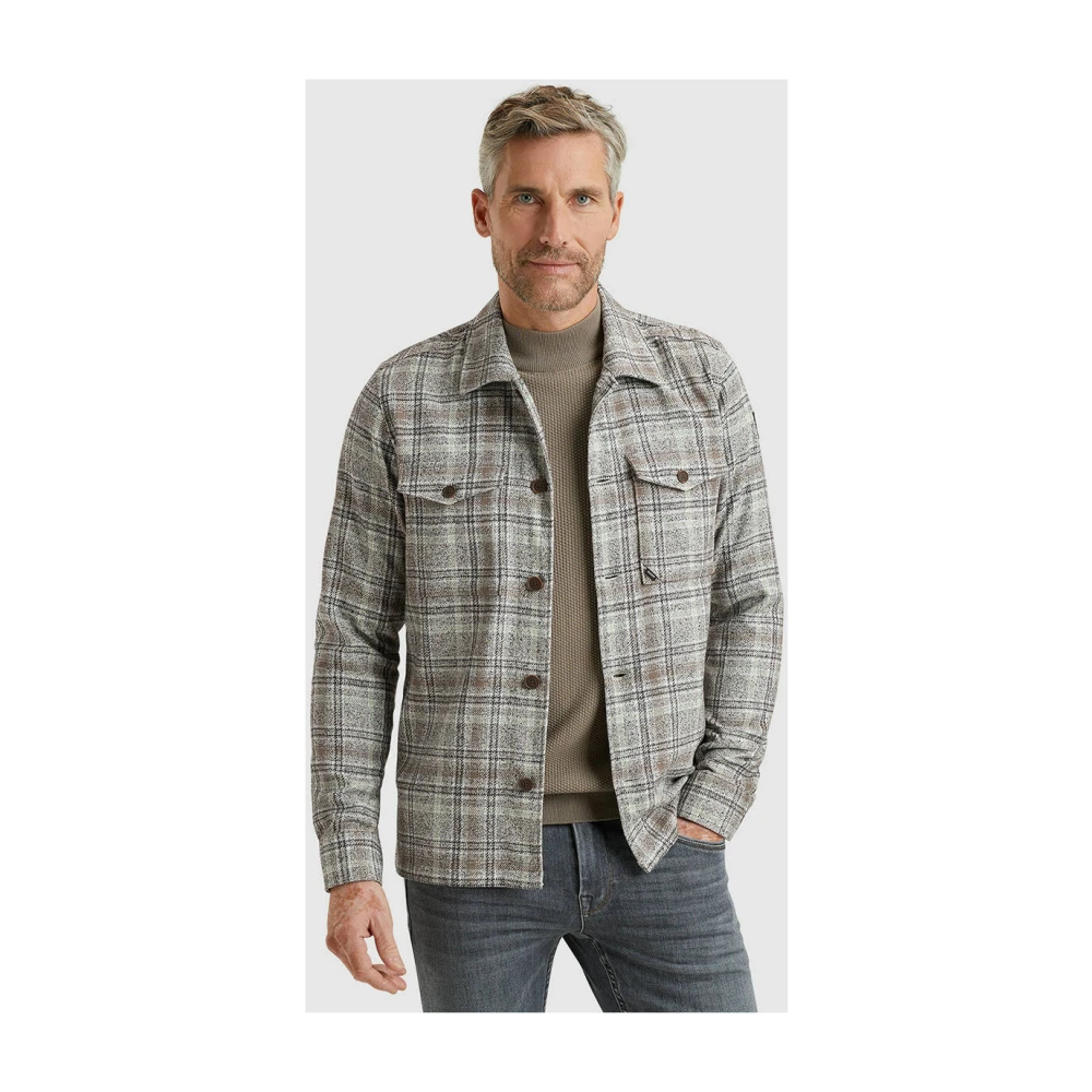 Vanguard Check Boucle Overshirt Lange Mouw Gray Heren