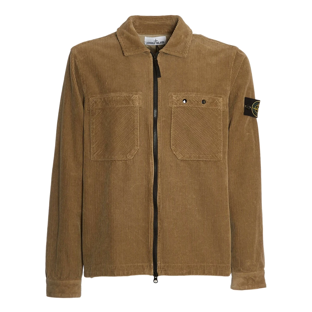 Stone Island Bruine Corduroy Overshirt Shirt Aw24 Brown Heren