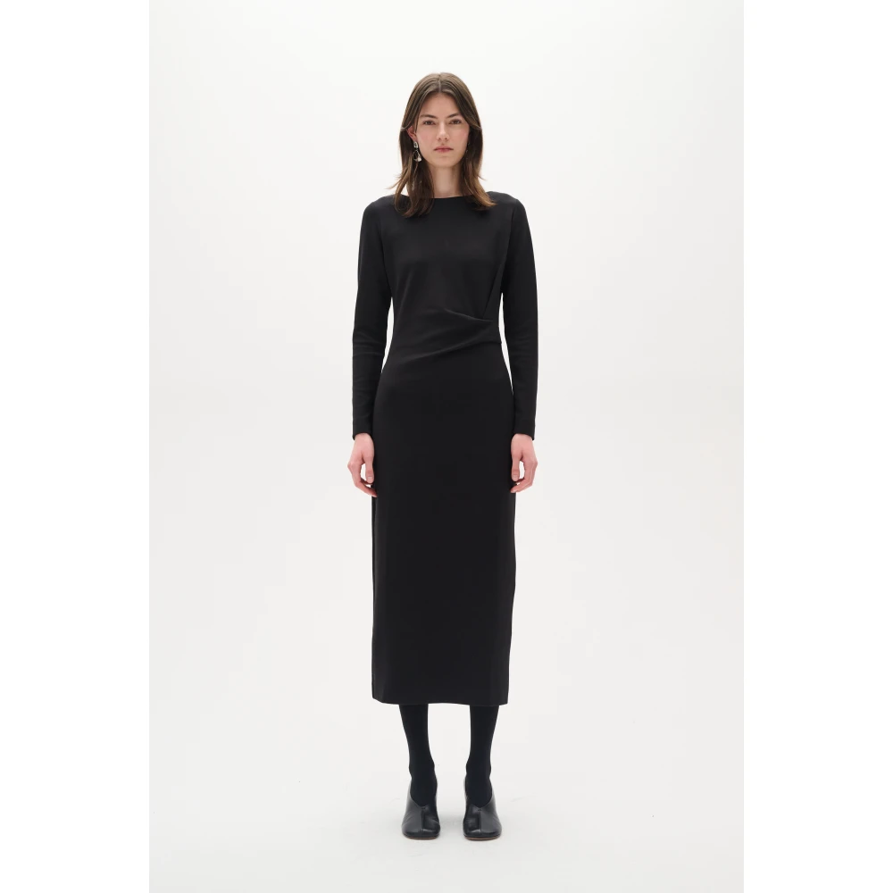 InWear Feminine Gerimpelde Midi Jurk Black Dames