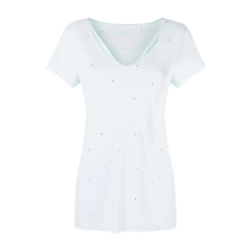 Zadig & Voltaire Versierde Henley T-shirt White Dames