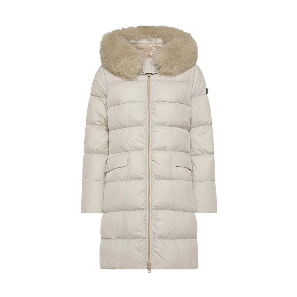 Peuterey Gewatteerde Nylon Parka met Bont Beige Dames