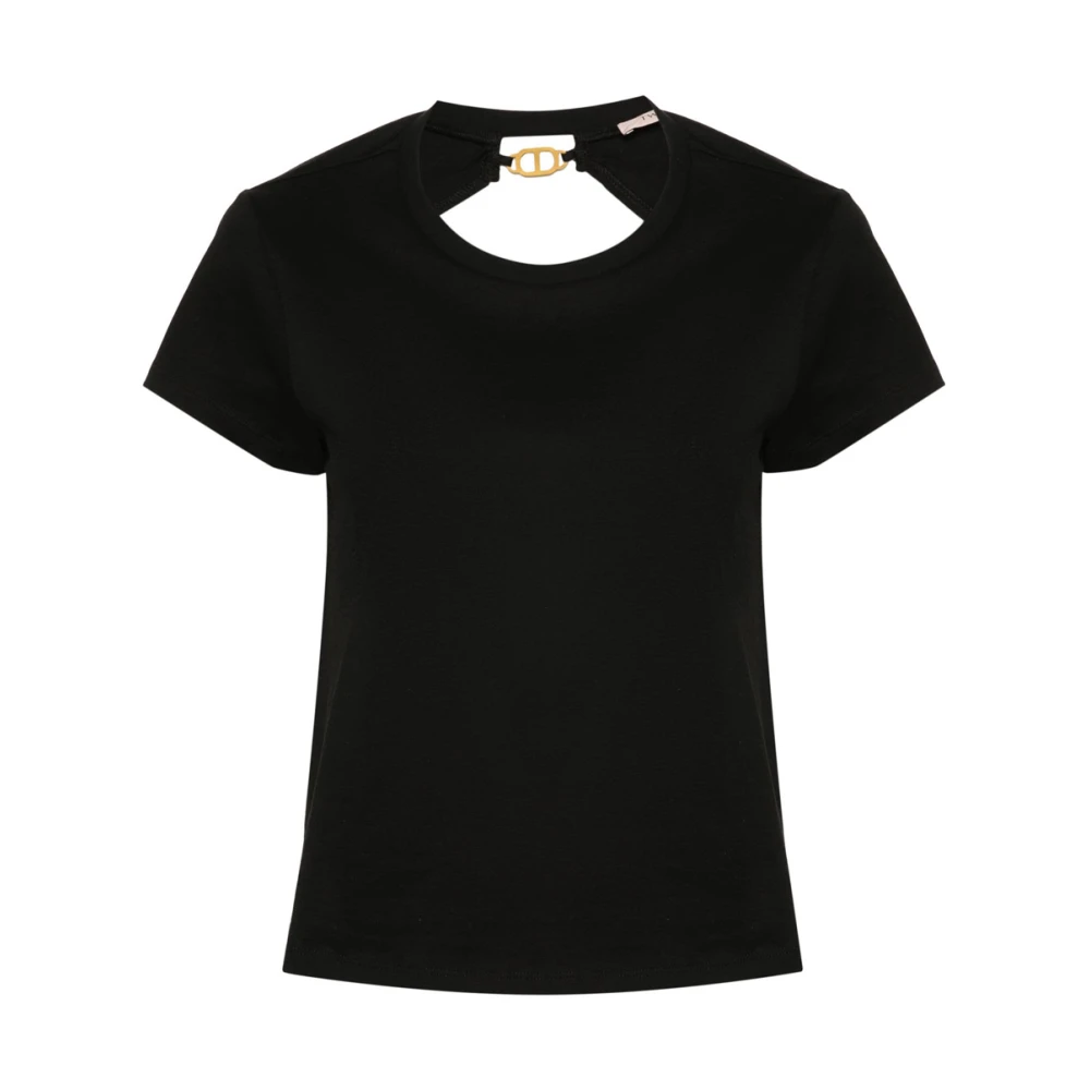 Twinset T-shirt met Logo en Cut-Out Black Dames