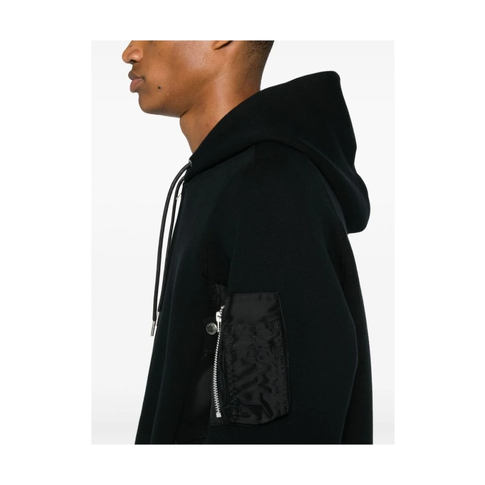 Sacai Zwarte Hoodie met Ritszak Black Heren
