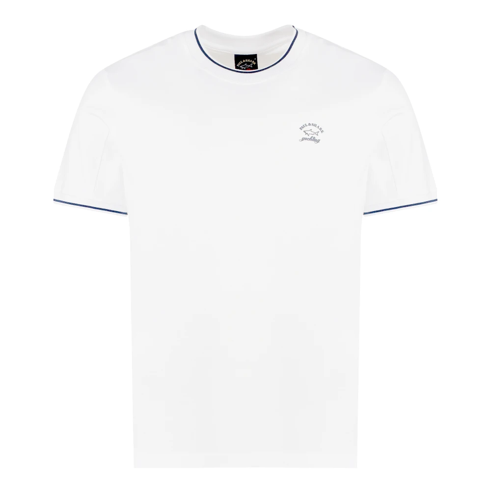 PAUL & SHARK Katoenen T-shirt met Ribgekraagd White Heren