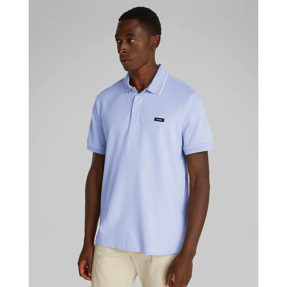 Calvin Klein Liquid Touch Zip Polo Blue Heren