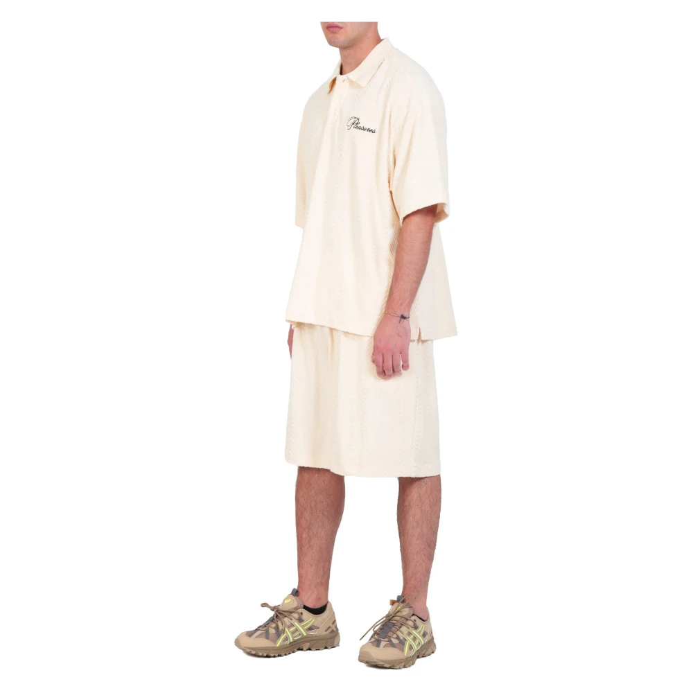 Pleasures Boxy Polo Shirt in Off White Heren