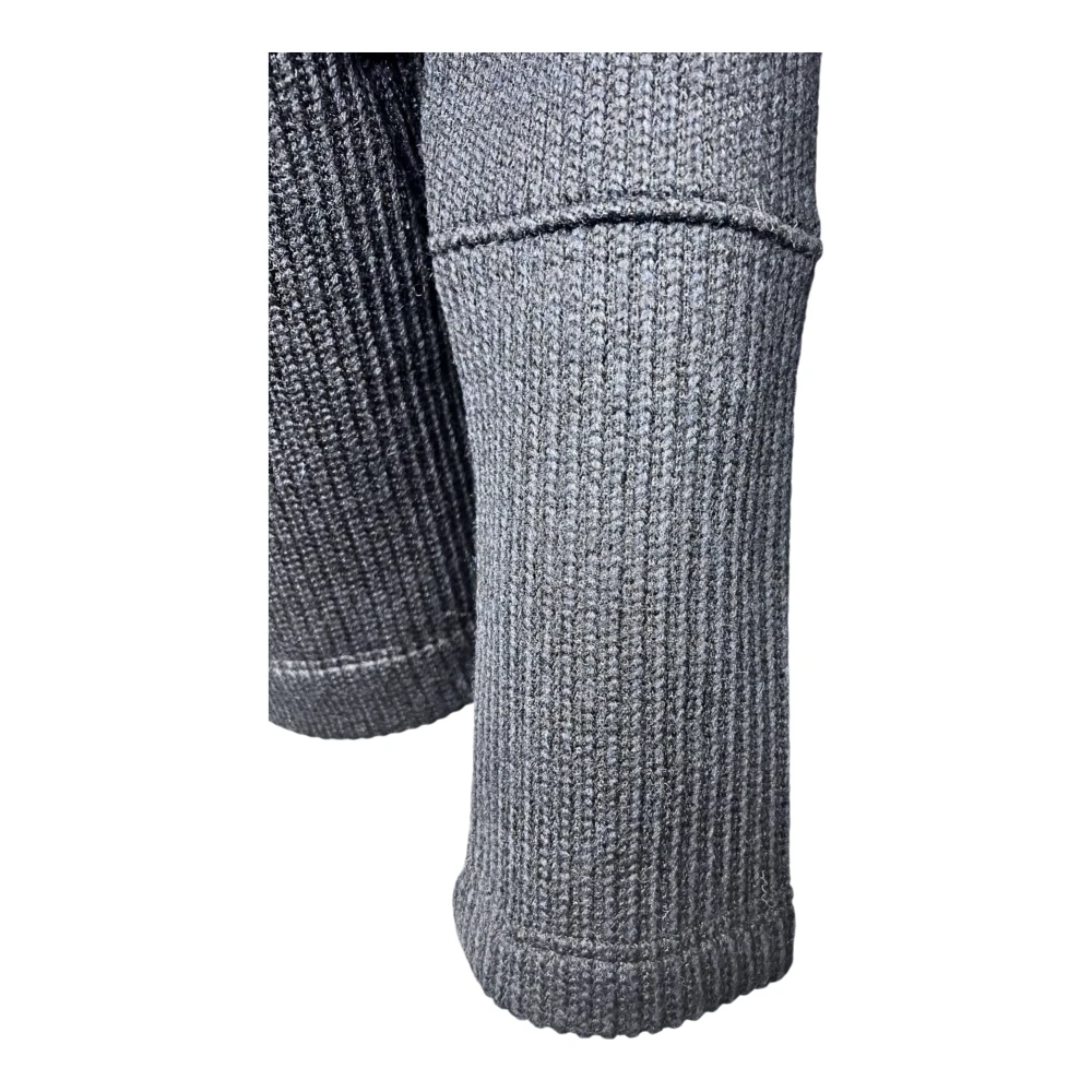 Brixtol Textiles Zwarte Gebreide Jas met 2-Weg Rits Blue Heren