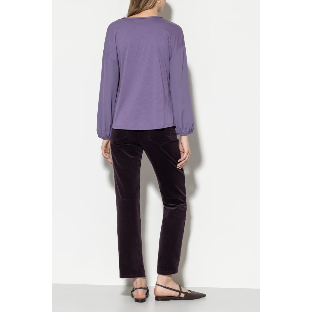 LUISA CERANO Bourgondische Velvet Babyflare Broek Red Dames