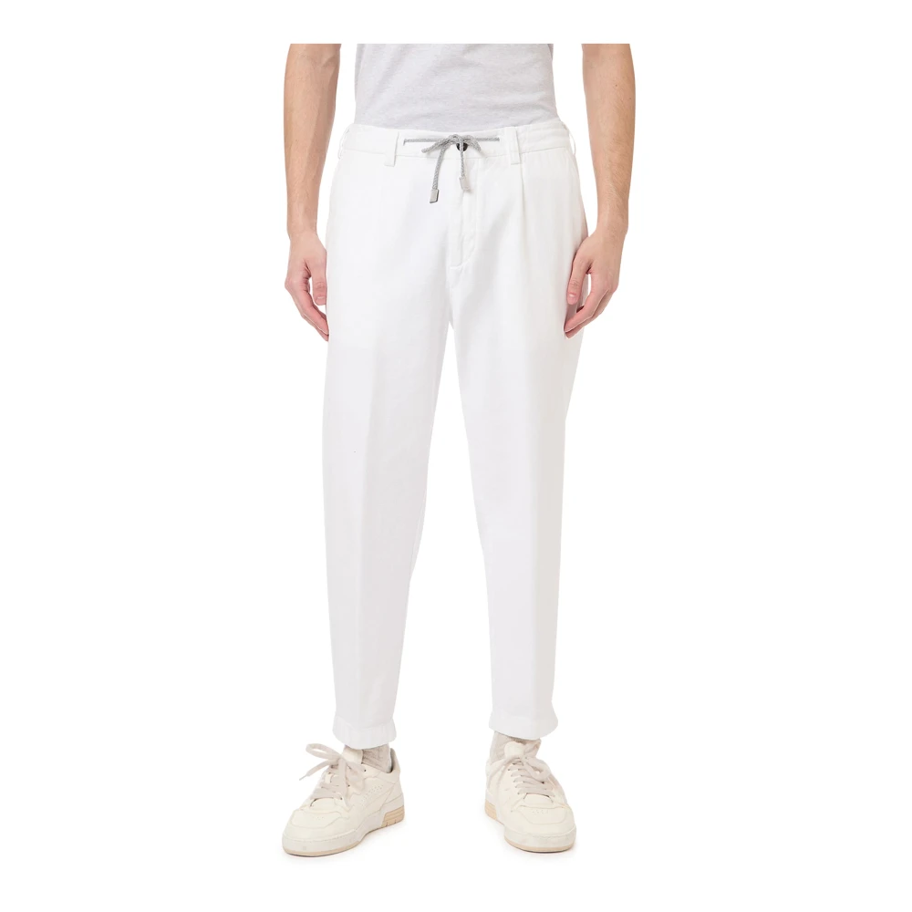 Eleventy Men's White Relaxed Fit Cotton Jogger Pants