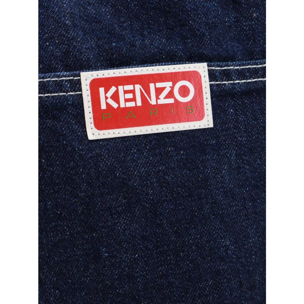 Kenzo Katoenen Jeans met Logo Patch Blue Heren