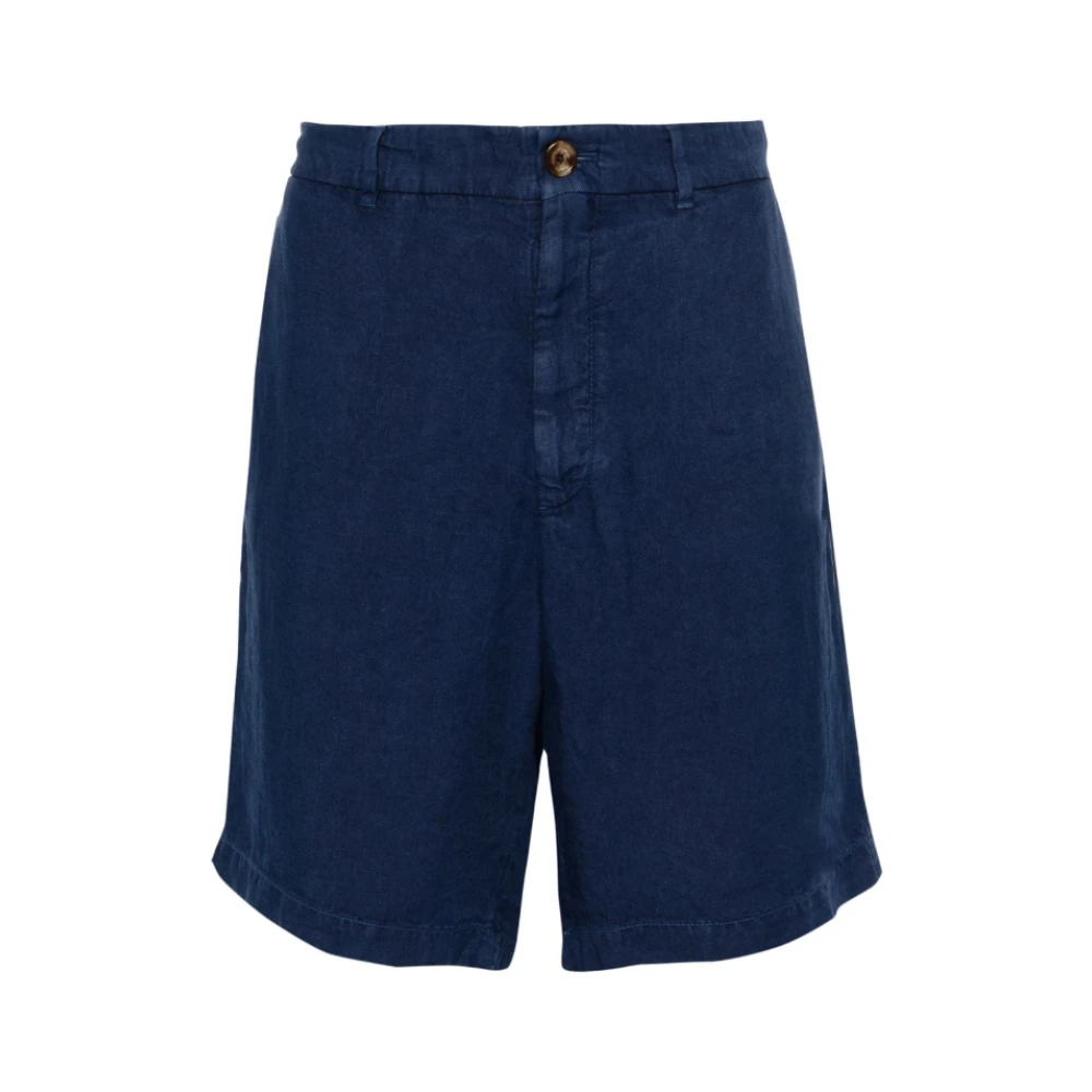 Navy Linen Bermuda Shorts