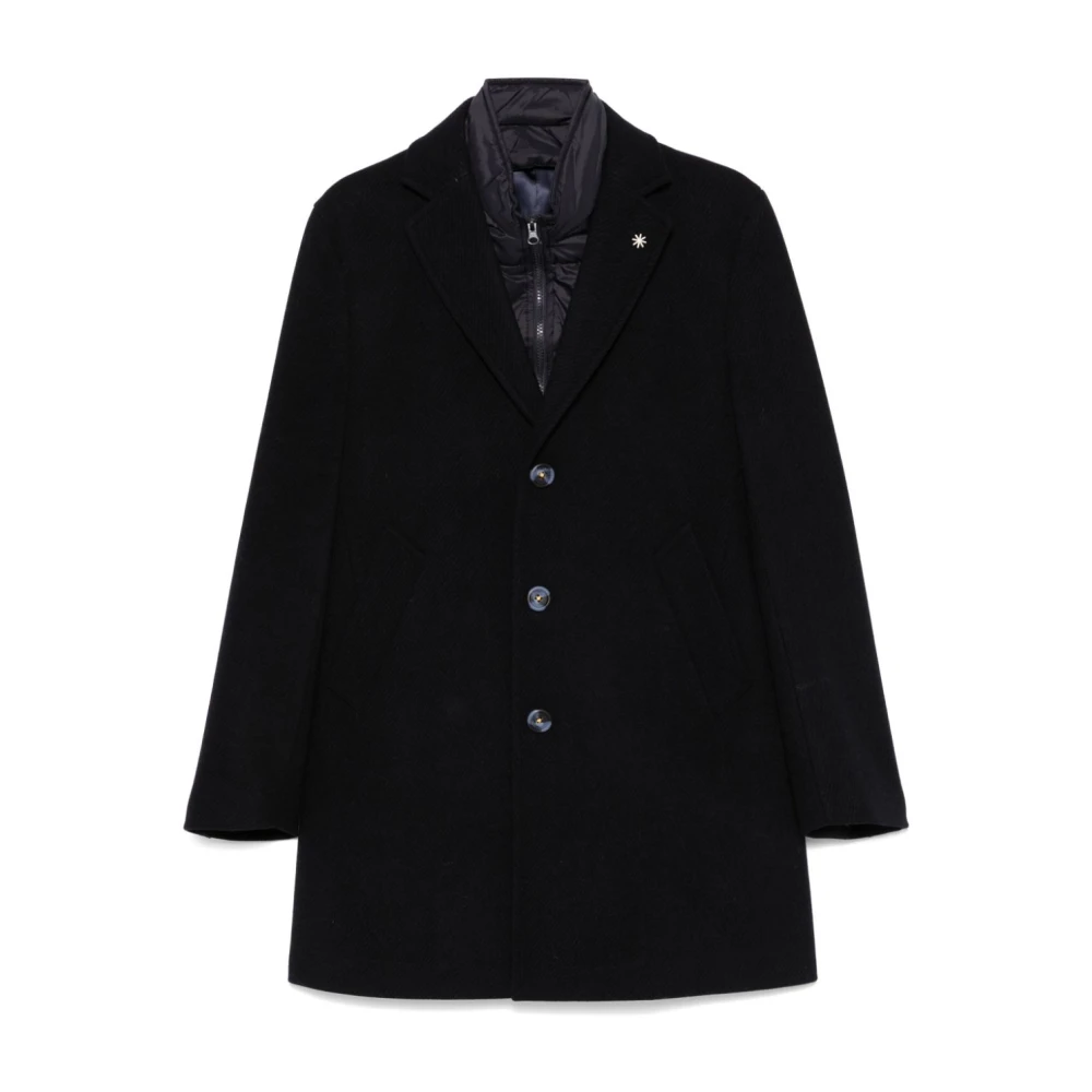 Manuel Ritz Navy Blauwe Wollen Jas Blue Heren