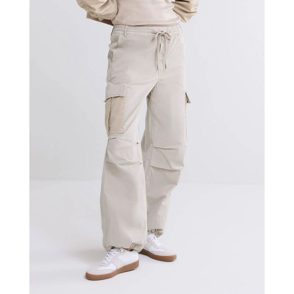 Summum Woman Cargo Broek in Stretch Katoen Twill Gray Dames