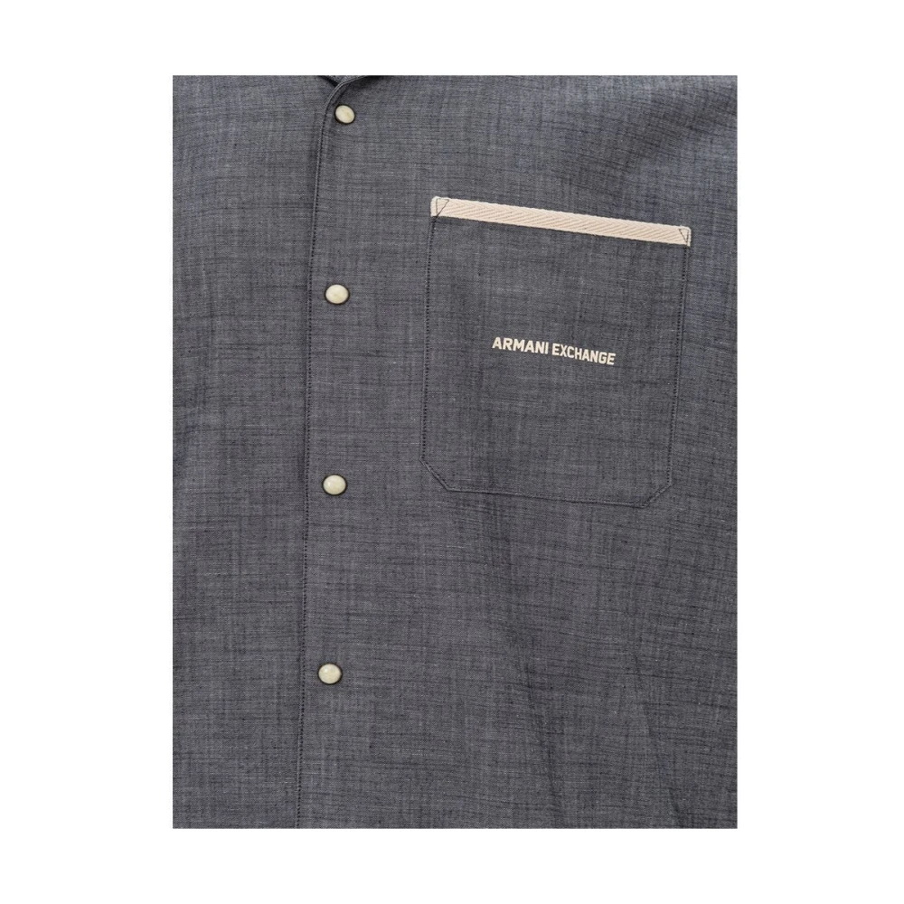 Armani Exchange Blauw Katoenen Overhemd voor Mannen Blue Heren