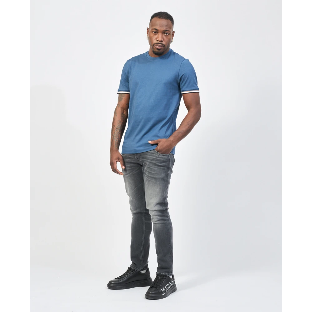 Hugo Boss Blauw Gestreept T-shirt Thompson Regular Fit Blue Heren
