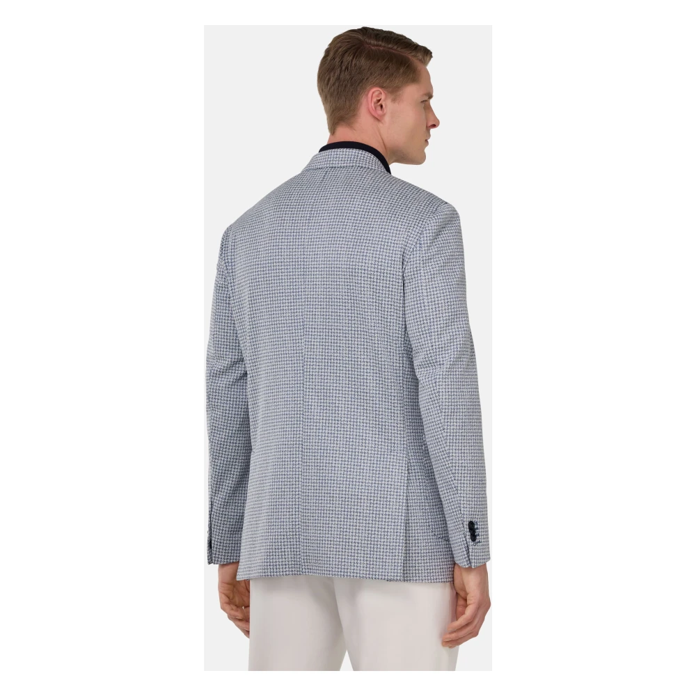 Boggi Milano Jersey Houndstooth Jas Blue Heren