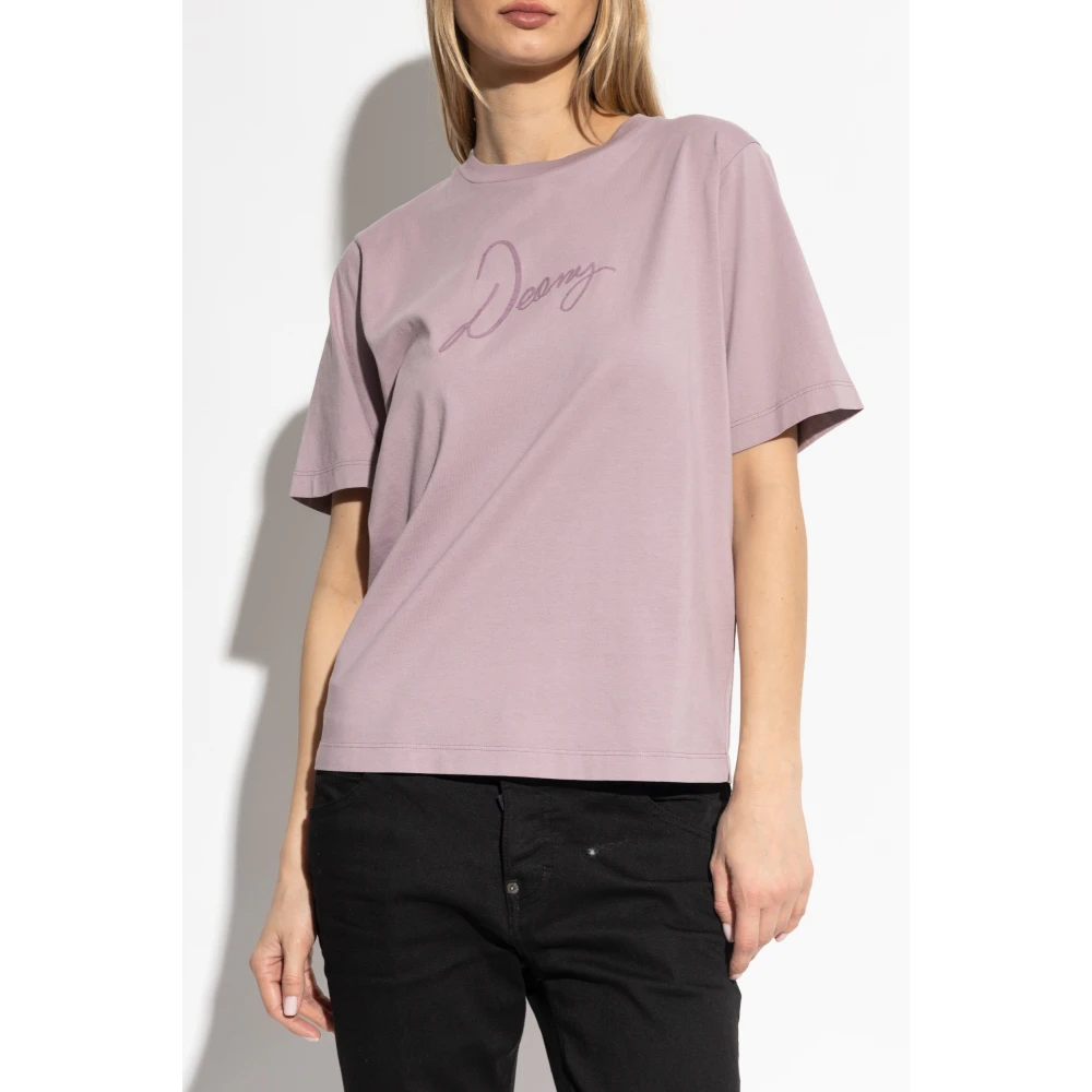 Dsquared2 T-shirt met bedrukt logo Purple Dames