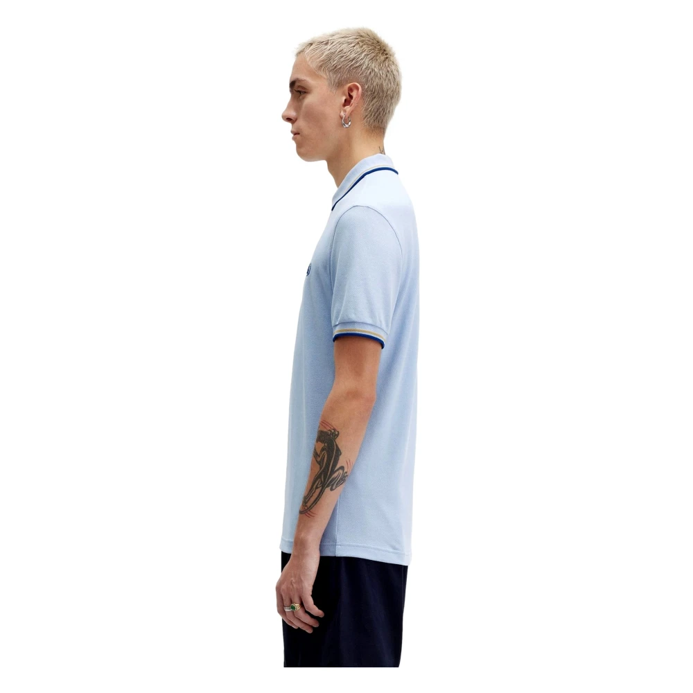 Fred Perry Celeste Twin Tipped Polo Shirt Blue Heren