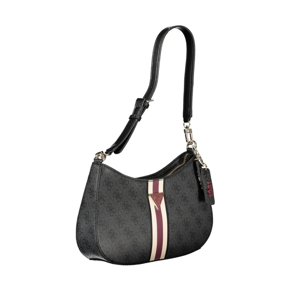 Guess Zwarte polyethyleen schoudertas met verstelbare band Black Dames