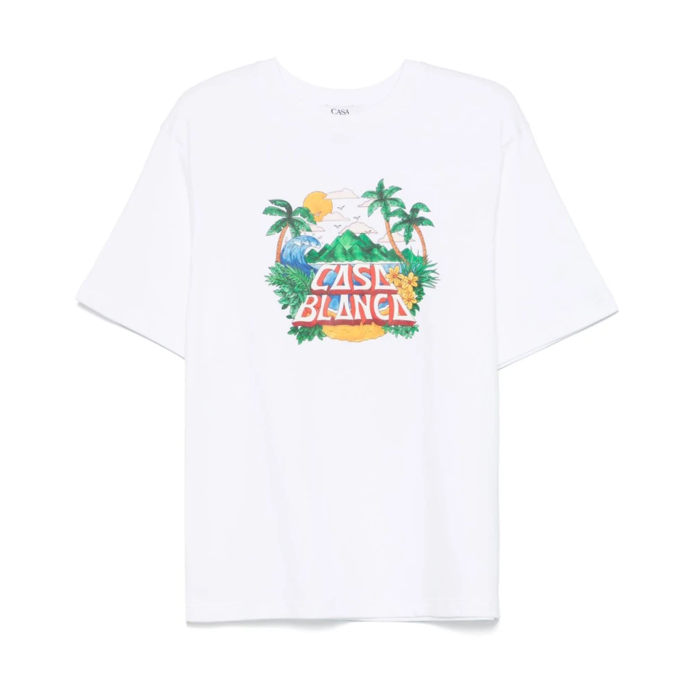 Casablanca Beach Wave Ronde Hals Korte Mouw T-shirt White Heren
