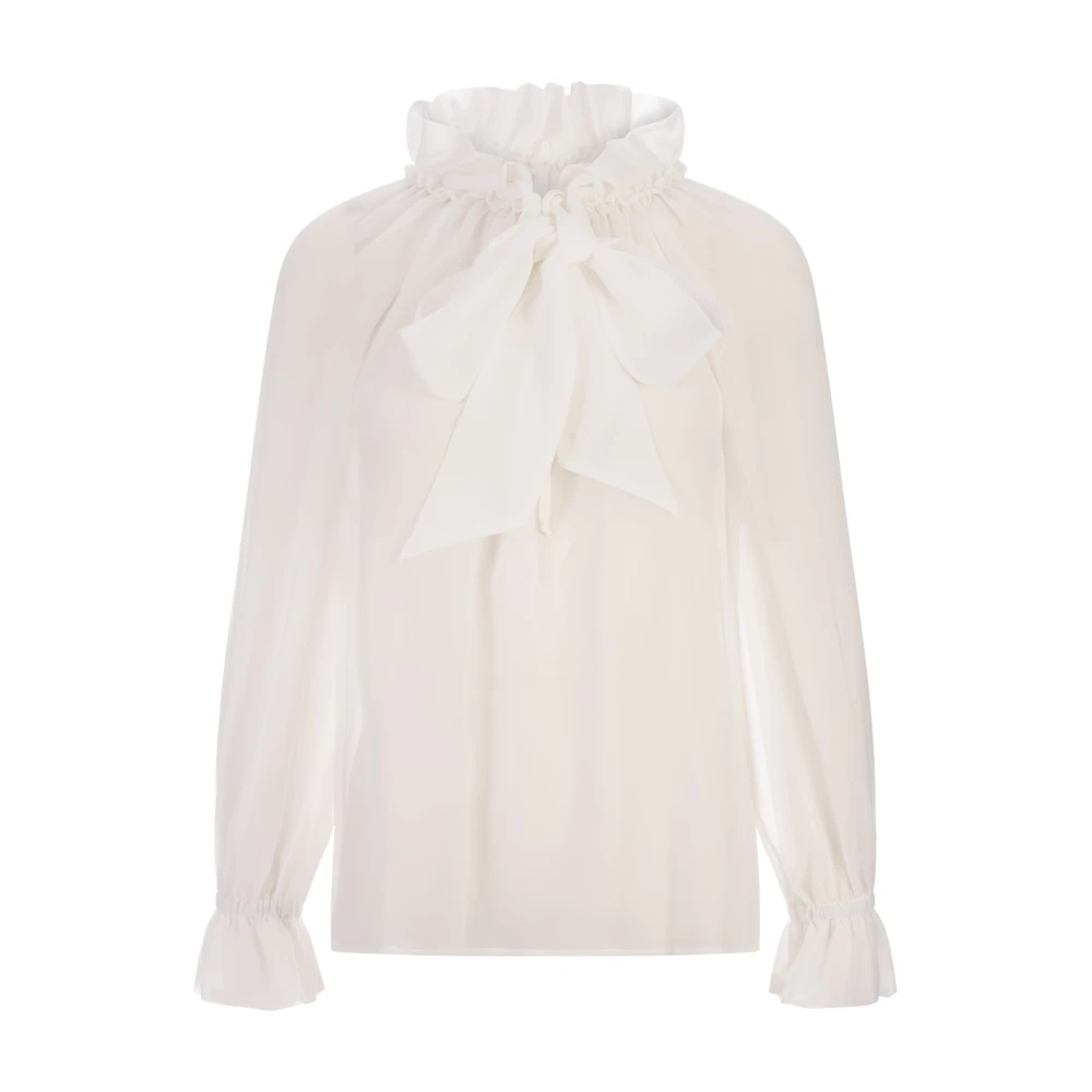 P.a.r.o.s.h. Witte Chiffon Blouse met Ruches White Dames