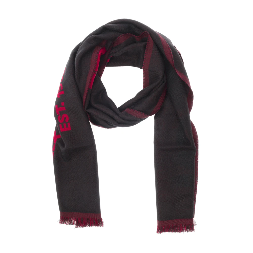 Alexander Mcqueen Men's Black Winter Scarves, One Size, Jacquard Logo Fringed Scarf