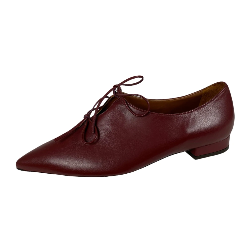 L'autre Chose Red Burgundy Leather Lace-Up Shoes - Female - Laced Shoes - 7 Uk - Shoes