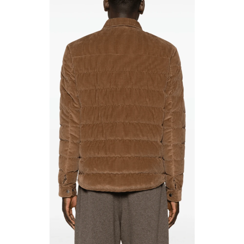 Moncler Bruine Corduroy Pufferjas Brown Heren